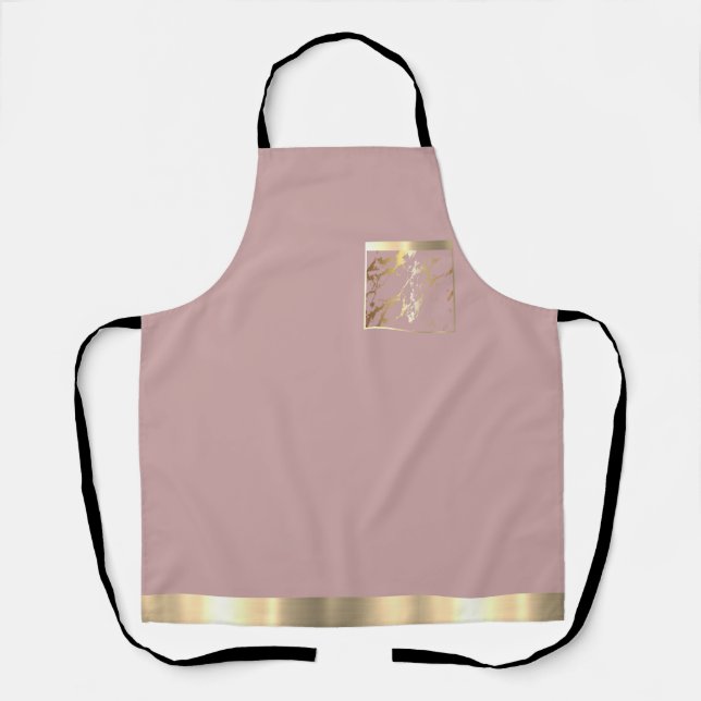 Gorgeous Pink and Gold Marble Design Apron (Front)