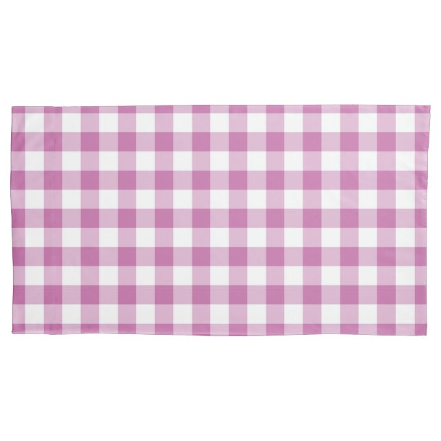 Gorgeous Pink And White Checks Gingham Pattern Pillowcase (Front-Left)