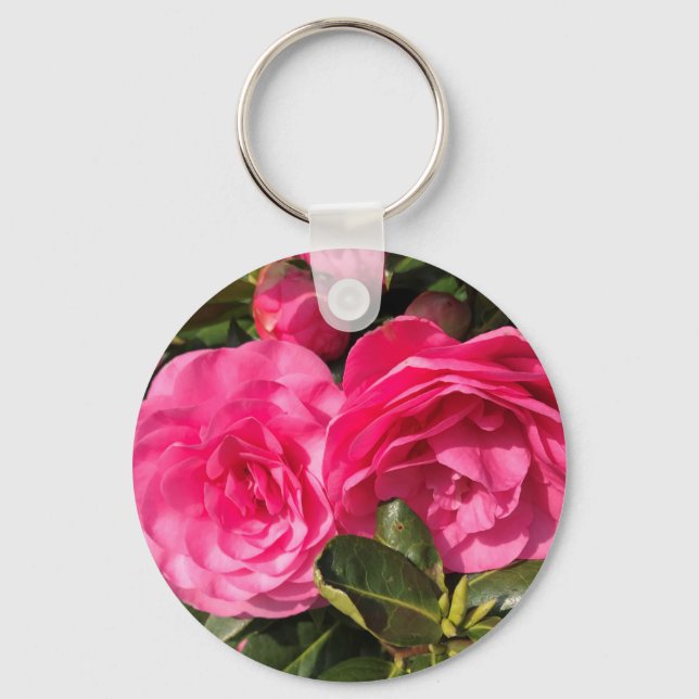 Gorgeous Pink Camellia Key Ring (Front)