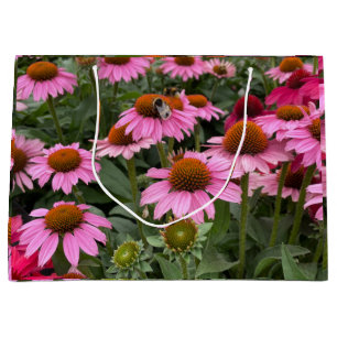 Gorgeous Pink Echinacea Flowers and Bee Large Gift Bag