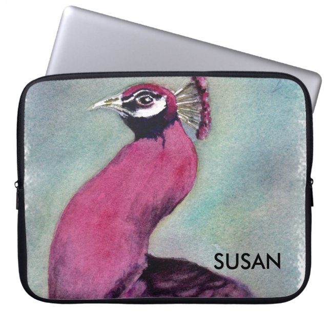 GORGEOUS PINK PEACOCK LAPTOP SLEEVE (Front)