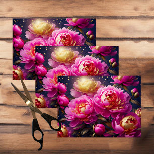 Gorgeous pink peonies with golden accents tissue paper