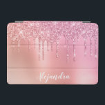 Gorgeous pink rose gold & copper glitter drips iPad mini cover<br><div class="desc">This pretty iPad cover design features faux pink rose gold & copper dripping glitter metallic texture and elegant calligraphy font.</div>
