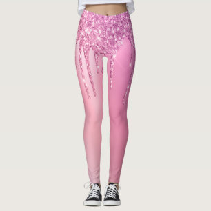 Gorgeous pink rose gold & purple glitter drips leggings