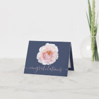 Gorgeous Pink Rose Navy Background Congratulations