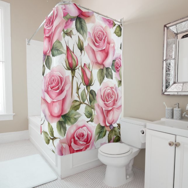 Gorgeous pink roses shower curtain (In Situ)