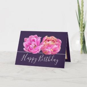 Gorgeous Pink Tulip Pretty Floral Bouquet Birthday Card