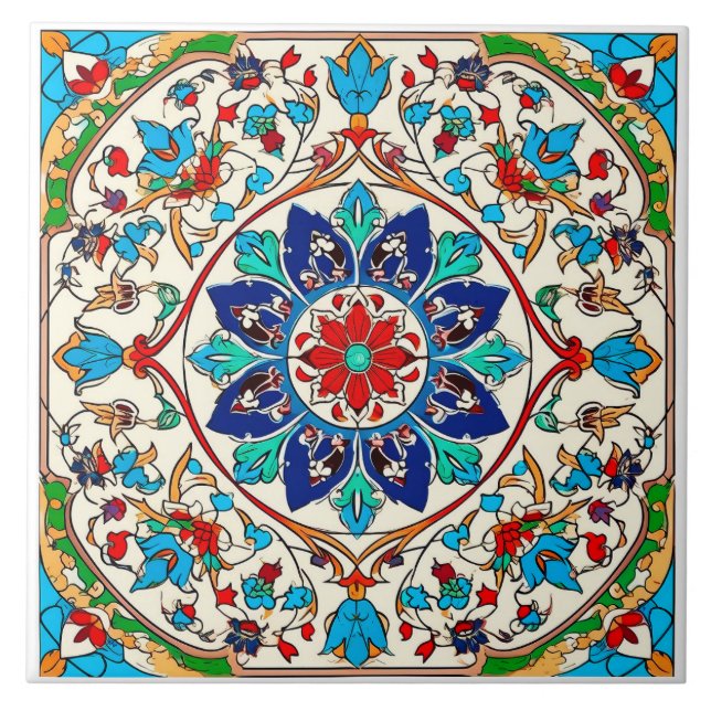 Gorgeous Portuguese Azulejo Style Ceramic Tile. Ceramic Tile (Front)