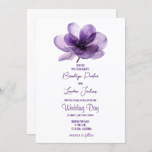 Gorgeous Purple Flower Wedding Invitation
