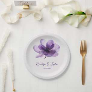 Gorgeous Purple Flower Wedding Paper Plate