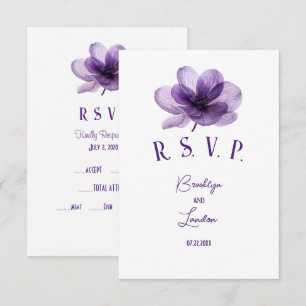 Gorgeous Purple Flower Wedding  RSVP Card