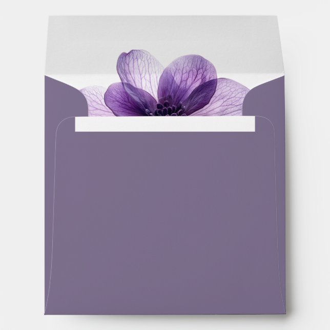 Gorgeous Purple Flower Wedding Square Envelopes (Back (Bottom))