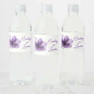 Gorgeous Purple Flower Wedding  Water Bottle Label