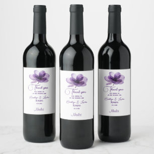 Gorgeous Purple Flower Wedding Wine Labels