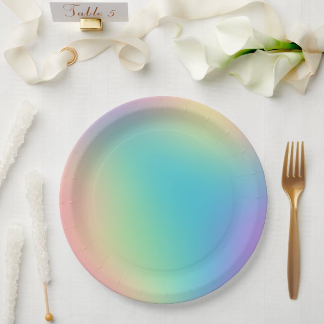 Gorgeous Rainbow Gradient Paper Plate (Wedding)