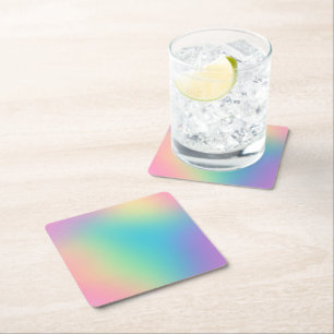 Gorgeous Rainbow Gradient Square Paper Coaster
