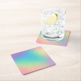 Gorgeous Rainbow Gradient Square Paper Coaster
