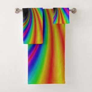 Gorgeous Rainbow Swirl Design Colourful Bath Towel Set
