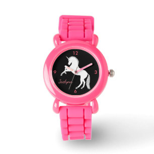 Gorgeous rearing white unicorn with name watch