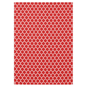 Gorgeous Red and White Moroccan Quatrefoil Pattern Tablecloth
