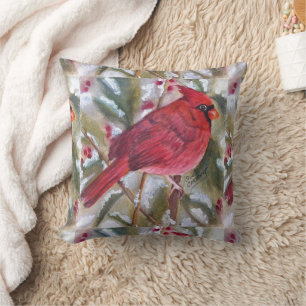 GORGEOUS RED CARDINAL CUSHION