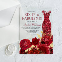 Gorgeous Red Dress Roses Gold Leaf 60th Birthday