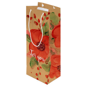 Gorgeous Red Flowered Wine Gift Bag