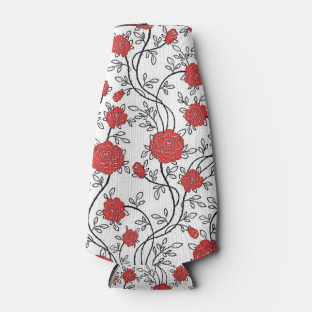 gorgeous red  rose pattern bottle cooler (Front)