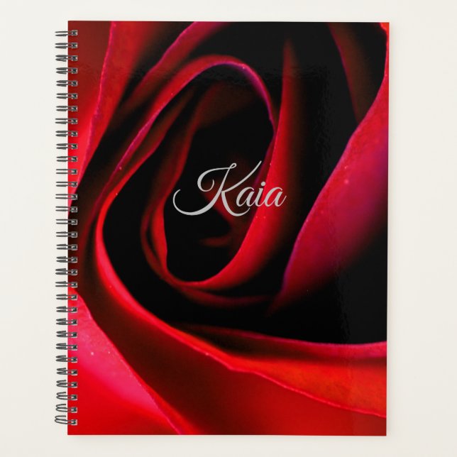 Gorgeous Red Rose Print Notebook Planner (Front)