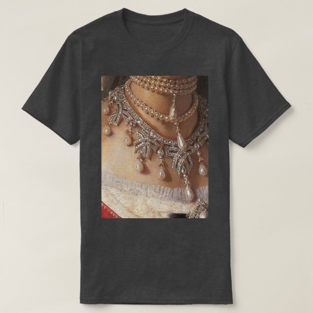 Gorgeous Renaissance Painting of a Bejeweled Pearl T-Shirt (Design Front)