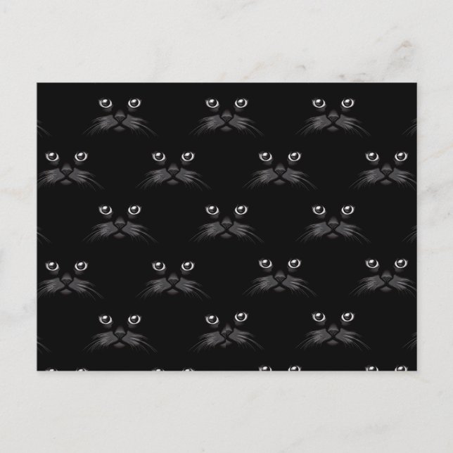 Gorgeous Retro Black Cat Feline Pattern Postcard (Front)