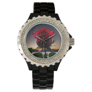 Gorgeous Rose Bud & Sunset Custom Design Watch