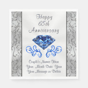 Gorgeous Sapphire 65th Wedding Anniversary Napkins