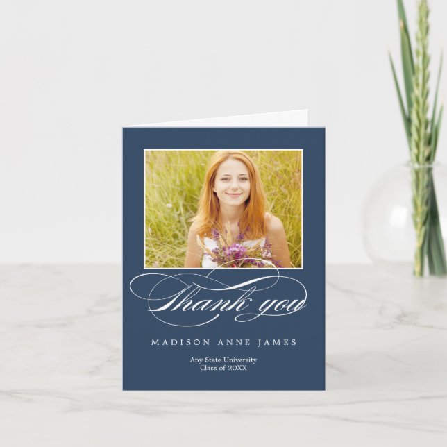 Gorgeous Script Graduation Thank You Card (Front)