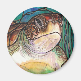 Gorgeous Sea Turtle Stained Glass Style Art Magnet
