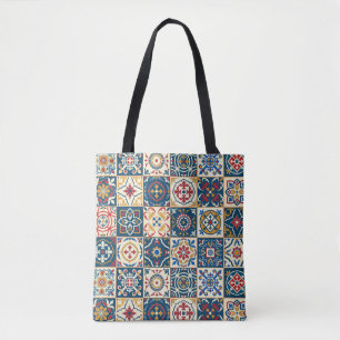 Gorgeous seamless pattern white colorful Moroccan, Tote Bag