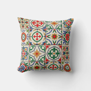 Gorgeous seamless pattern white colourful Moroccan Cushion