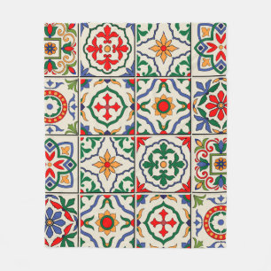 Gorgeous seamless pattern white colourful Moroccan Fleece Blanket