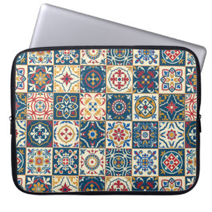 Gorgeous seamless pattern white colourful Moroccan Laptop Sleeve