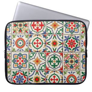 Gorgeous seamless pattern white colourful Moroccan Laptop Sleeve