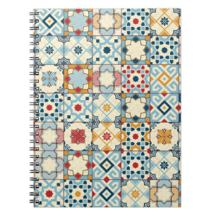 Gorgeous seamless pattern white colourful Moroccan Notebook