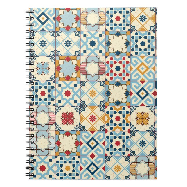 Gorgeous seamless pattern white colourful Moroccan Notebook (Front)