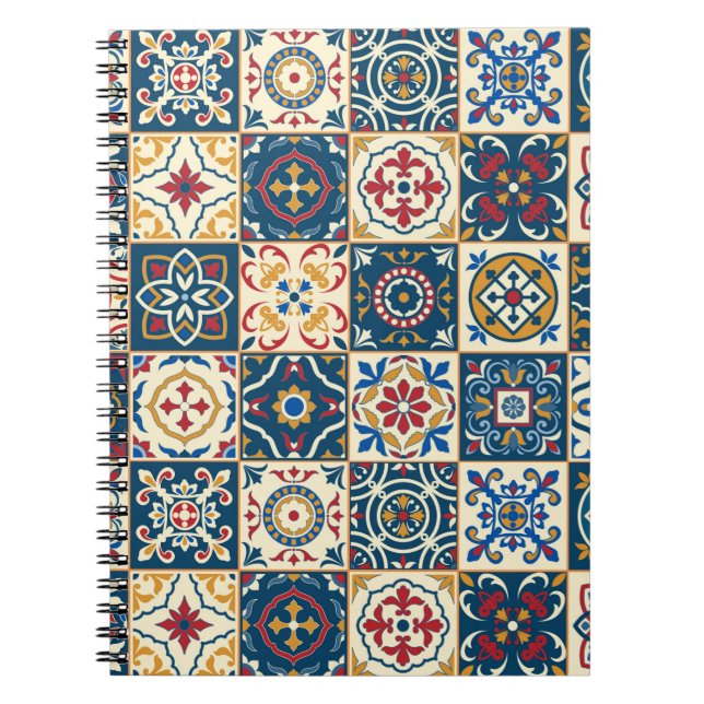 Gorgeous seamless pattern white colourful Moroccan Notebook (Front)