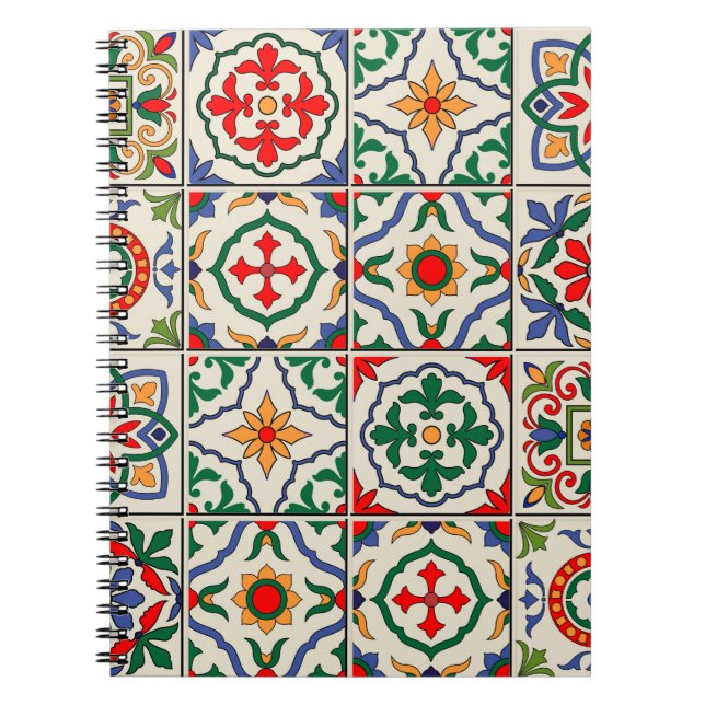 Gorgeous seamless pattern white colourful Moroccan Notebook (Front)