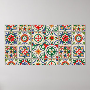 Gorgeous seamless pattern white colourful Moroccan Poster