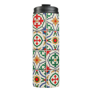 Gorgeous seamless pattern white colourful Moroccan Thermal Tumbler