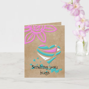 Gorgeous "Sending You Hugs" Heart Greeting Card