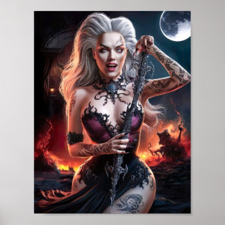 Gorgeous Sexy Lady Vampire Witch Poster Art