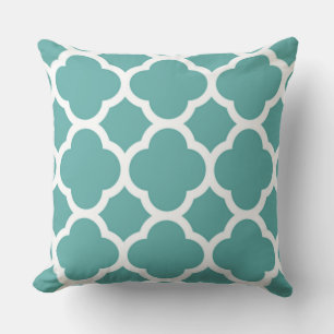 Gorgeous Shade of Blue Quatrefoil Pattern Cushion