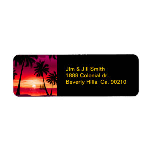 Gorgeous Shimmery Island Sunset & Sailboat Return Address Label